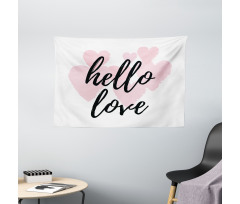 Romantic Phrase Hearts Wide Tapestry