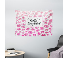 Watercolor Buds Words Wide Tapestry