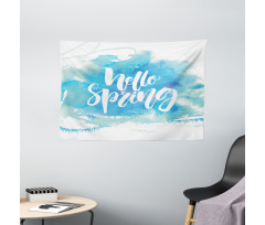 Pastel Blue Spring Theme Wide Tapestry