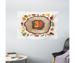 Autumn Theme Vintage Fox Wide Tapestry