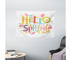 Colorful Spring Elements Wide Tapestry