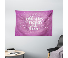 Valentines Floral Words Wide Tapestry