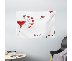 Dandelion with Hearts Wide Tapestry