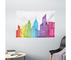 Colorful Skyline Urban Wide Tapestry