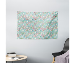Watercolor Flying Crane Wide Tapestry