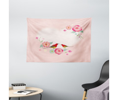 Valentines Day Motif Wide Tapestry