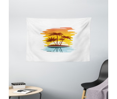 Exotic Palm Trees Sunset Wide Tapestry