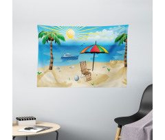 Cartoon Coast Pattern Wide Tapestry