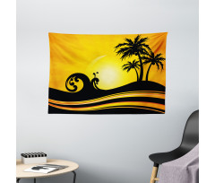 Holiday Waves and Trees Wide Tapestry