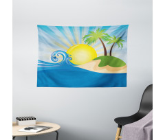 Sun Rays Tropical Island Wide Tapestry