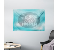 Wise Words on Blue Wide Tapestry