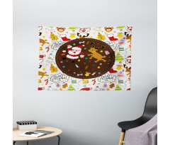 Dancing Santa Deer Wide Tapestry