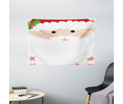 Cartoon Face Santa Wide Tapestry