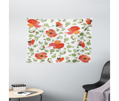 Scattered Buds and Stems Wide Tapestry