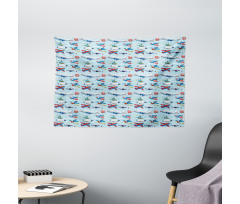 Aircrafts Sky Diving Wide Tapestry