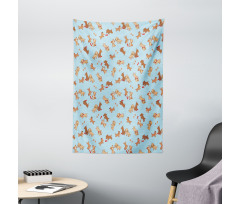 Playful Golden Puppy Tapestry