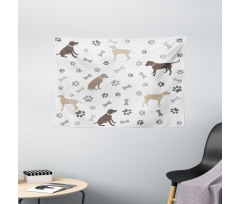Paw Print and Bones Wide Tapestry