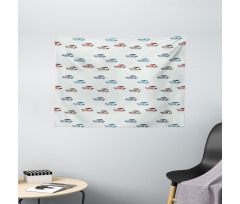 Retro American Vehicles Wide Tapestry