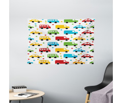 Vivid Bus Taxi Automobiles Wide Tapestry