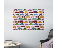 Cartoon Vehicle Design Wide Tapestry