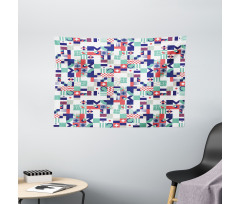 Pastel Funky Shapes Wide Tapestry