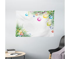 Colorful Baubles Theme Wide Tapestry