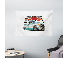 Lowrider Pickup Vehicle Wide Tapestry