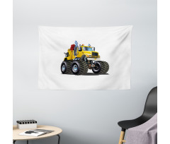 Giant Wheeled Monster Car Wide Tapestry