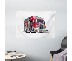 Cartoon Style Firefighter Wide Tapestry