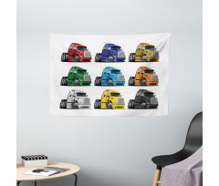 Colorful Transportation Wide Tapestry