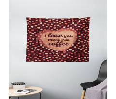 Coffee and Hearts Wide Tapestry