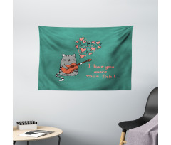 Cartoon Cat Sings Wide Tapestry