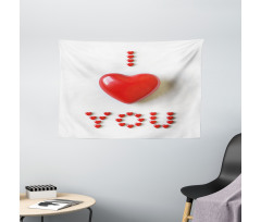 3D Heart Letters Wide Tapestry