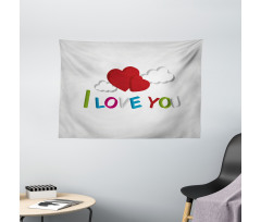 Letters Clouds Heart Wide Tapestry