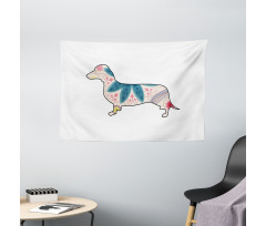 Floral Puppy Wide Tapestry