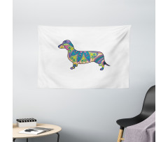 Small Flower Puppy Wide Tapestry