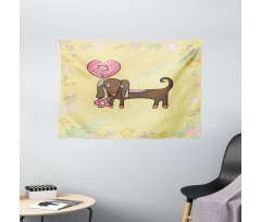 Colorful Dog Design Wide Tapestry