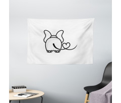 Love Theme Doodle Style Wide Tapestry