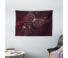 Floral Heart Pattern Wide Tapestry