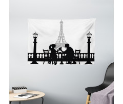 Couple in Dinner Paris Wide Tapestry