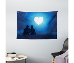 Couple Silhouette Wide Tapestry