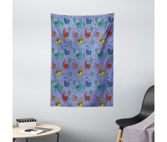 Cartoon Animal Triangles Tapestry