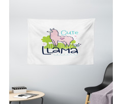 Pink Animal Cartoon Wide Tapestry