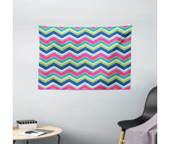 Colorful Chevron Lines Wide Tapestry