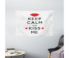 Kiss Me Red Hearts Wide Tapestry