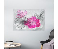 Abstract Bridal Peonies Wide Tapestry