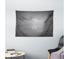 Checkered Pattern Scroll Wide Tapestry