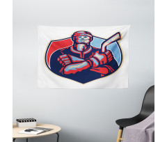 Player Holding Stick Wide Tapestry