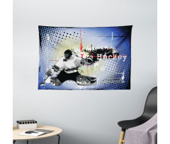 Player Snow Cityscape Wide Tapestry