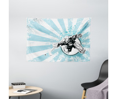 Retro Grunge Goaltender Wide Tapestry